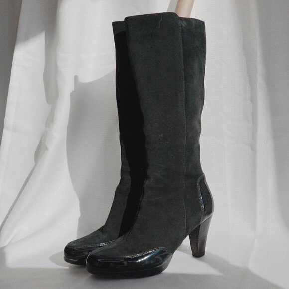 La Canadienne Black Suede Heeled Waterproof Boots Sz 7.5 - Picture 1 of 12
